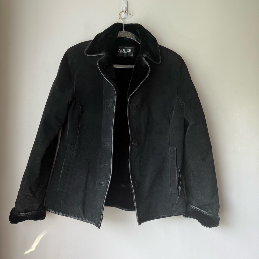 Vintage Adler Colelction Black Leather & Faux Fur Lined Jackets M